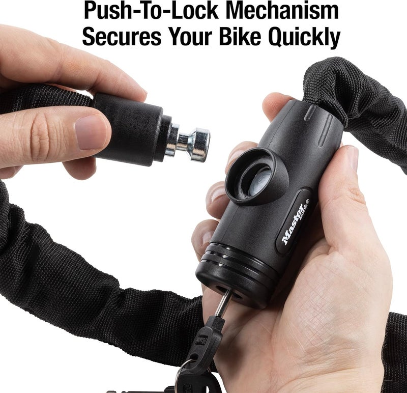 MasterLock 3ft Long x 5/16in (8mm) Diameter Hardened Steel Chain with Integrated Keyed Lock - Image 3